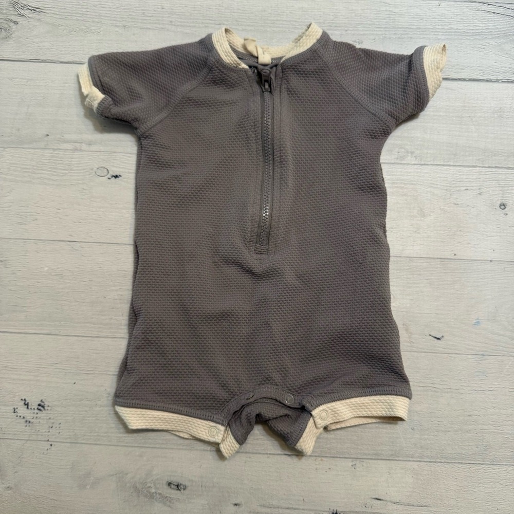 Quincy Mae Zip Rashguard One-Piece swimsuit Lagoon baby 3-6 months